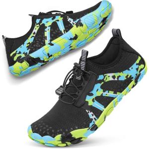 imageATHMILE Hiking Barefoot Water Shoes for Women Men Beach Swim Aqua Pool River Quick Dry Athletic Wide Toe Outdoor Sport Kayaking Boating Rock Climbing Yoga LakeB Blue Yellow