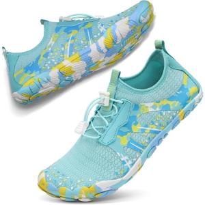 imageATHMILE Hiking Barefoot Water Shoes for Women Men Beach Swim Aqua Pool River Quick Dry Athletic Wide Toe Outdoor Sport Kayaking Boating Rock Climbing Yoga LakeB Green