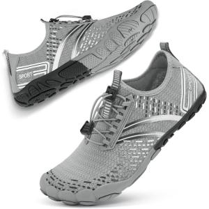 imageATHMILE Hiking Barefoot Water Shoes for Women Men Beach Swim Aqua Pool River Quick Dry Athletic Wide Toe Outdoor Sport Kayaking Boating Rock Climbing Yoga LakeA White Yellow