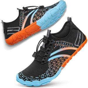 imageATHMILE Hiking Barefoot Water Shoes for Women Men Beach Swim Aqua Pool River Quick Dry Athletic Wide Toe Outdoor Sport Kayaking Boating Rock Climbing Yoga LakeA Orange Blue
