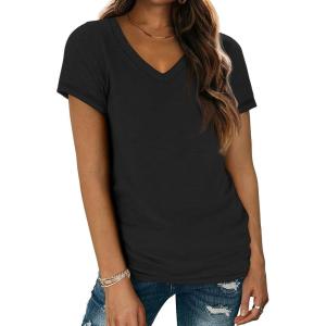 imageATHMILE Womens Tops Shirts for Women Short Sleeve V Neck Tee Summer Fashion Trendy Soft Casual Spring Clothes Outfits BeachBlack