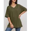 imageATHMILE Womens Summer Oversized Shirts V Neck Business Casual Workout Tops Beach Vacation 2025 Gym ClothesArmy Green