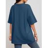 imageATHMILE Womens Summer Oversized Shirts V Neck Business Casual Workout Tops Beach Vacation 2025 Gym ClothesBlue