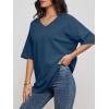 imageATHMILE Womens Summer Oversized Shirts V Neck Business Casual Workout Tops Beach Vacation 2025 Gym ClothesBlue