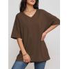 imageATHMILE Womens Summer Oversized Shirts V Neck Business Casual Workout Tops Beach Vacation 2025 Gym ClothesBrown