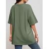 imageATHMILE Womens Summer Oversized Shirts V Neck Business Casual Workout Tops Beach Vacation 2025 Gym ClothesDark Gray Green
