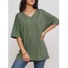 imageATHMILE Womens Summer Oversized Shirts V Neck Business Casual Workout Tops Beach Vacation 2025 Gym ClothesDark Gray Green