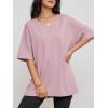imageATHMILE Womens Summer Oversized Shirts V Neck Business Casual Workout Tops Beach Vacation 2025 Gym ClothesDark Pink