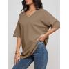 imageATHMILE Womens Summer Oversized Shirts V Neck Business Casual Workout Tops Beach Vacation 2025 Gym ClothesDesert