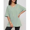 imageATHMILE Womens Summer Oversized Shirts V Neck Business Casual Workout Tops Beach Vacation 2025 Gym ClothesGray Green