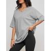 imageATHMILE Womens Summer Oversized Shirts V Neck Business Casual Workout Tops Beach Vacation 2025 Gym ClothesGrey