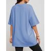 imageATHMILE Womens Summer Oversized Shirts V Neck Business Casual Workout Tops Beach Vacation 2025 Gym ClothesIce Blue
