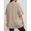 imageATHMILE Womens Summer Oversized Shirts V Neck Business Casual Workout Tops Beach Vacation 2025 Gym ClothesKhaki