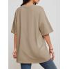 imageATHMILE Womens Summer Oversized Shirts V Neck Business Casual Workout Tops Beach Vacation 2025 Gym ClothesKhaki1
