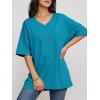 imageATHMILE Womens Summer Oversized Shirts V Neck Business Casual Workout Tops Beach Vacation 2025 Gym ClothesLake Blue