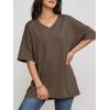 imageATHMILE Womens Summer Oversized Shirts V Neck Business Casual Workout Tops Beach Vacation 2025 Gym ClothesLight Brown
