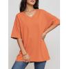 imageATHMILE Womens Summer Oversized Shirts V Neck Business Casual Workout Tops Beach Vacation 2025 Gym ClothesOrange Pink