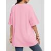 imageATHMILE Womens Summer Oversized Shirts V Neck Business Casual Workout Tops Beach Vacation 2025 Gym ClothesPink