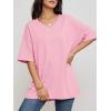 imageATHMILE Womens Summer Oversized Shirts V Neck Business Casual Workout Tops Beach Vacation 2025 Gym ClothesPink