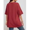imageATHMILE Womens Summer Oversized Shirts V Neck Business Casual Workout Tops Beach Vacation 2025 Gym ClothesRed
