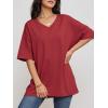 imageATHMILE Womens Summer Oversized Shirts V Neck Business Casual Workout Tops Beach Vacation 2025 Gym ClothesRed
