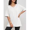 imageATHMILE Womens Summer Oversized Shirts V Neck Business Casual Workout Tops Beach Vacation 2025 Gym ClothesWhite