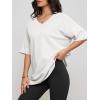 imageATHMILE Womens Summer Oversized Shirts V Neck Business Casual Workout Tops Beach Vacation 2025 Gym ClothesWhite