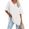 imageATHMILE Womens Summer Oversized Shirts V Neck Business Casual Workout Tops Beach Vacation 2025 Gym ClothesWhite