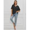 imageATHMILE Womens Oversized T Shirts Loose Fit V Neck Short Sleeve Summer Casual Blouse 2025 Y2K Tee TopsBlack