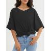 imageATHMILE Womens Oversized T Shirts Loose Fit V Neck Short Sleeve Summer Casual Blouse 2025 Y2K Tee TopsBlack