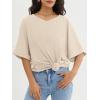 imageATHMILE Womens Oversized T Shirts Loose Fit V Neck Short Sleeve Summer Casual Blouse 2025 Y2K Tee TopsCream