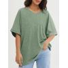 imageATHMILE Womens Oversized T Shirts Loose Fit V Neck Short Sleeve Summer Casual Blouse 2025 Y2K Tee TopsGray Green