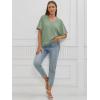 imageATHMILE Womens Oversized T Shirts Loose Fit V Neck Short Sleeve Summer Casual Blouse 2025 Y2K Tee TopsGray Green