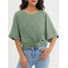 imageATHMILE Womens Oversized T Shirts Loose Fit V Neck Short Sleeve Summer Casual Blouse 2025 Y2K Tee TopsGray Green