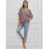imageATHMILE Womens Oversized T Shirts Loose Fit V Neck Short Sleeve Summer Casual Blouse 2025 Y2K Tee TopsGray Purple