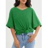 imageATHMILE Womens Oversized T Shirts Loose Fit V Neck Short Sleeve Summer Casual Blouse 2025 Y2K Tee TopsGreen