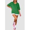 imageATHMILE Womens Oversized T Shirts Loose Fit V Neck Short Sleeve Summer Casual Blouse 2025 Y2K Tee TopsGreen