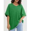 imageATHMILE Womens Oversized T Shirts Loose Fit V Neck Short Sleeve Summer Casual Blouse 2025 Y2K Tee TopsGreen