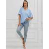 imageATHMILE Womens Oversized T Shirts Loose Fit V Neck Short Sleeve Summer Casual Blouse 2025 Y2K Tee TopsIce Blue