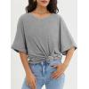 imageATHMILE Womens Oversized T Shirts Loose Fit V Neck Short Sleeve Summer Casual Blouse 2025 Y2K Tee TopsLight Gray