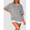 imageATHMILE Womens Oversized T Shirts Loose Fit V Neck Short Sleeve Summer Casual Blouse 2025 Y2K Tee TopsLight Gray