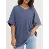 imageATHMILE Womens Oversized T Shirts Loose Fit V Neck Short Sleeve Summer Casual Blouse 2025 Y2K Tee TopsNavy