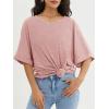 imageATHMILE Womens Oversized T Shirts Loose Fit V Neck Short Sleeve Summer Casual Blouse 2025 Y2K Tee TopsPink