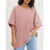 imageATHMILE Womens Oversized T Shirts Loose Fit V Neck Short Sleeve Summer Casual Blouse 2025 Y2K Tee TopsPink