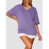 imageATHMILE Womens Oversized T Shirts Loose Fit V Neck Short Sleeve Summer Casual Blouse 2025 Y2K Tee TopsPurple