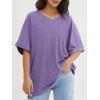 imageATHMILE Womens Oversized T Shirts Loose Fit V Neck Short Sleeve Summer Casual Blouse 2025 Y2K Tee TopsPurple