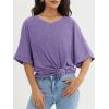 imageATHMILE Womens Oversized T Shirts Loose Fit V Neck Short Sleeve Summer Casual Blouse 2025 Y2K Tee TopsPurple