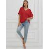 imageATHMILE Womens Oversized T Shirts Loose Fit V Neck Short Sleeve Summer Casual Blouse 2025 Y2K Tee TopsRed