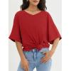 imageATHMILE Womens Oversized T Shirts Loose Fit V Neck Short Sleeve Summer Casual Blouse 2025 Y2K Tee TopsRed