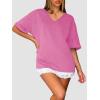 imageATHMILE Womens Oversized T Shirts Loose Fit V Neck Short Sleeve Summer Casual Blouse 2025 Y2K Tee TopsRose